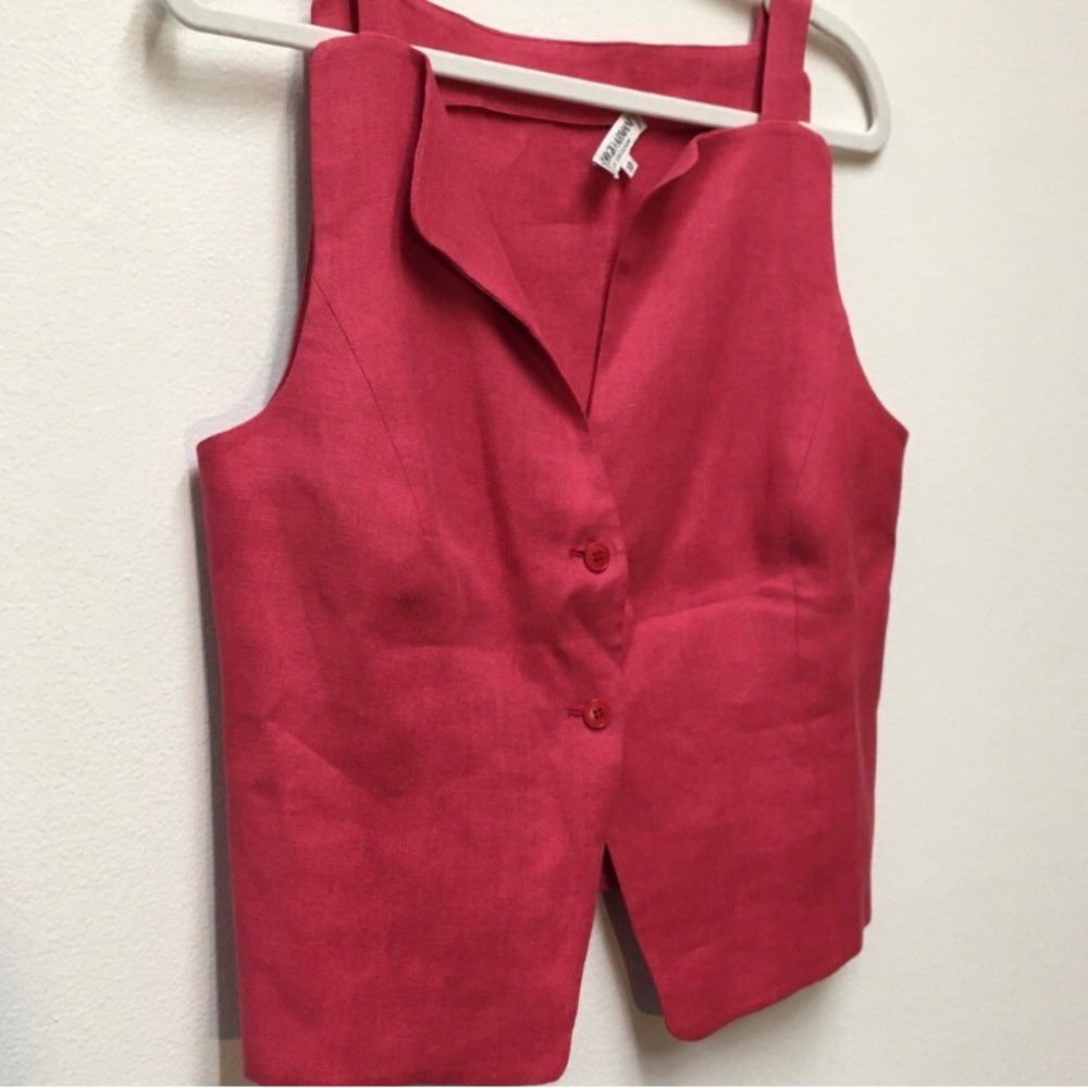 Georgio Armani 100% Linen Tailored Vest 10 Red Quiet Luxury Minimalist Spring - Picture 6 of 14